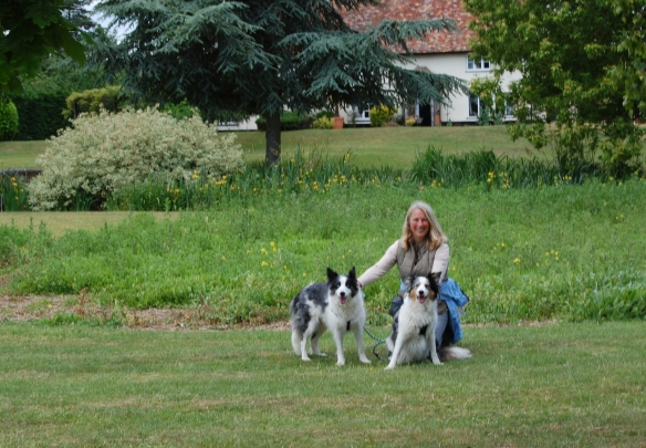 The dogs and I on the River Ouse walk at Great Barford, ,Bedfordshire, England